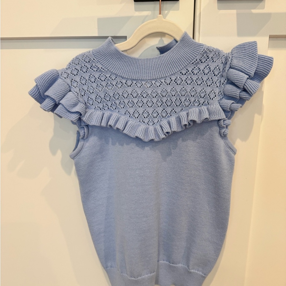Janie and Jack Blue Ruffled Kids Top